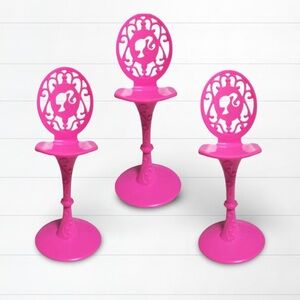 💖💕 3 Barbie Tall Chairs with Barbie Silhouette Back for Dreamhouse